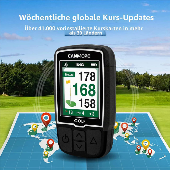 Canmore HG200 Golf-GPS – wasserfestes 2-Zoll-Vollfarbdisplay mit über 41.000 wichtigen Golfplatzdate