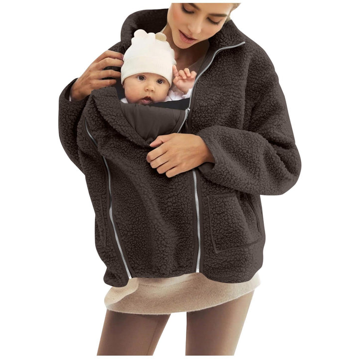 Umstandsjacke mit Babyeinsatz Warm Teddy Fleecejacke Umstands Baumwolljacke Winter Umstandsmode 2 in