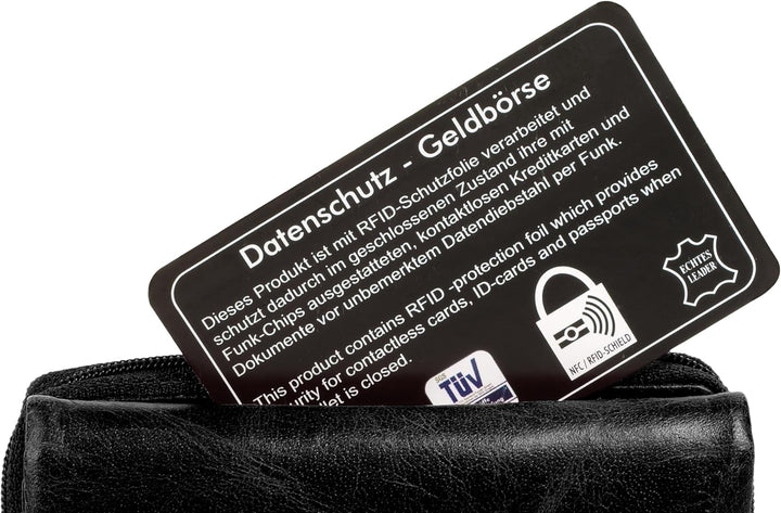 bruno banani Geldbörse echt Leder Damen Schwarz, Schwarz