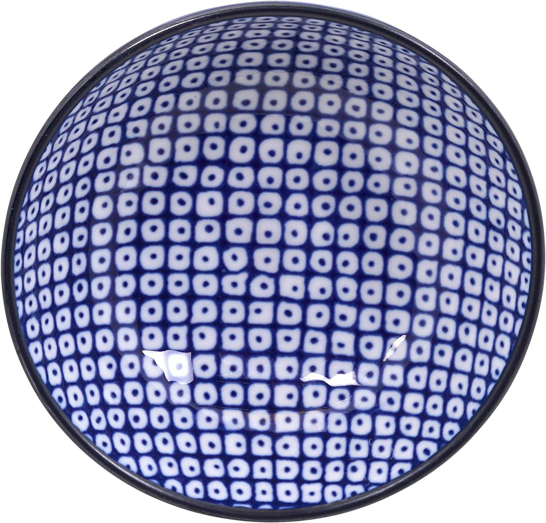 Nippon Blue Sushi Plate w/Giftbox mit Chop 4pcs 21x13.5 & 9.5x3cm Lines/Dots