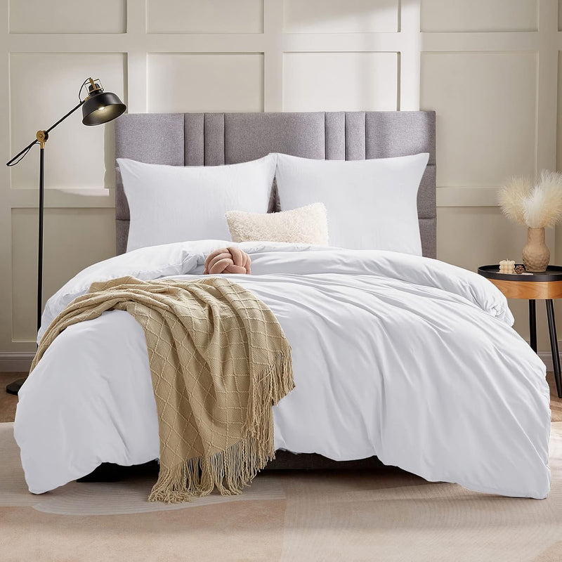 WAVVE Bettwäsche 220x240 3 teilig Weiss - Bettbezug 220 x 240 Set mit Kissenbezüge 65x65 cm, Bettwäs