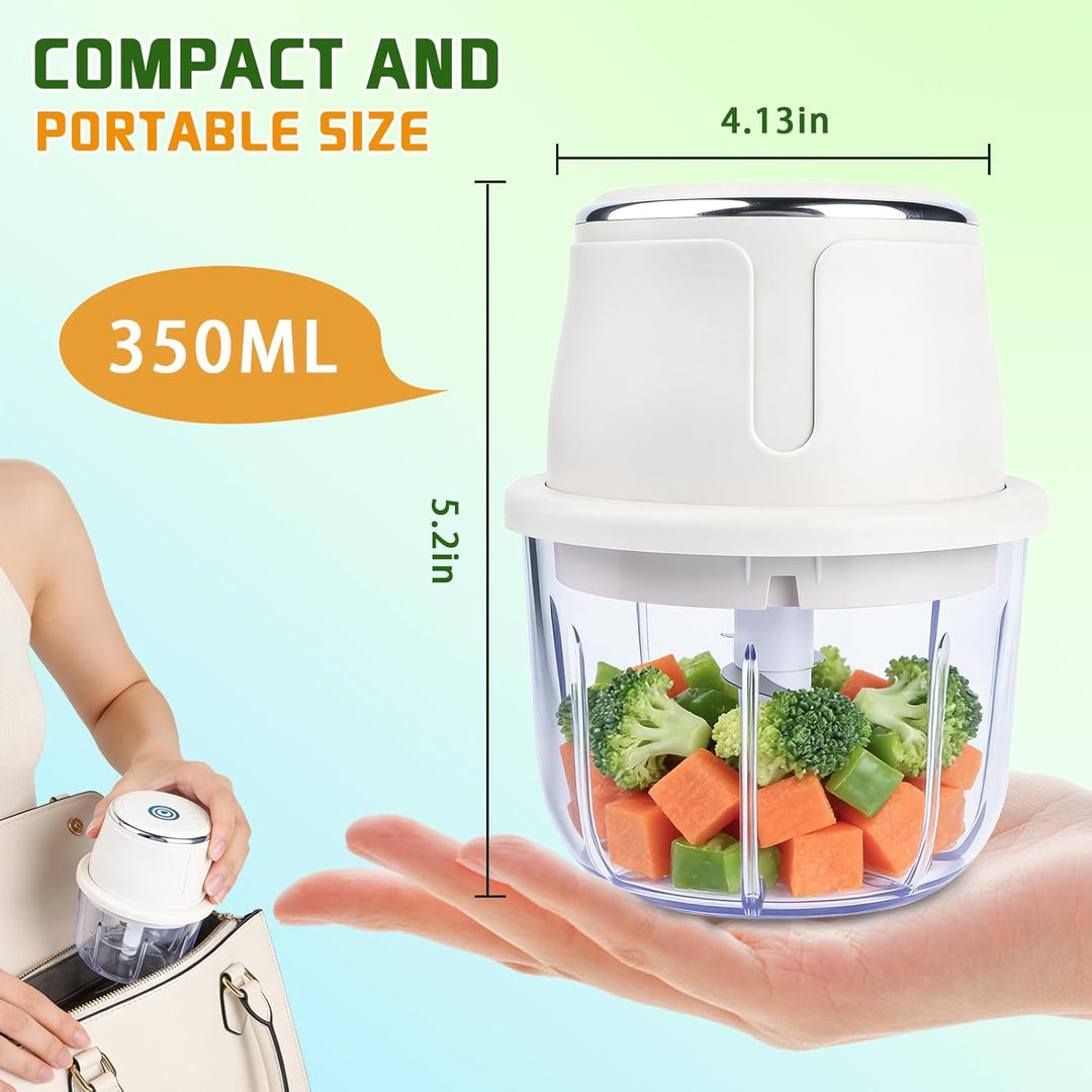 Elektrischer Küchenzerkleinerer,350 ml Zerkleinerer Elektrisch,USB Aufladung,Tragbar Zwiebelzerklein
