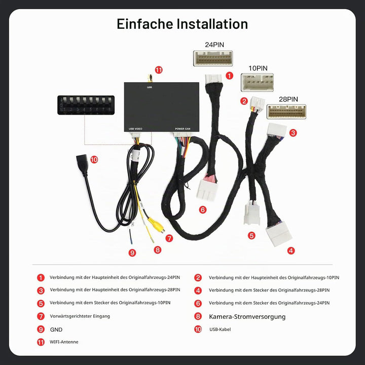 CARabc Wireless Carplay Android Auto Adapter für Toyota mit Entune2.0 2014-2019, Passend für Tundra/