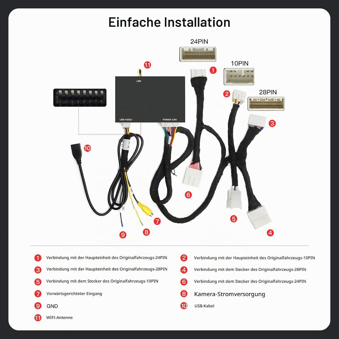 CARabc Wireless Carplay Android Auto Adapter für Toyota mit Entune2.0 2014-2019, passend für CH-R/Tu