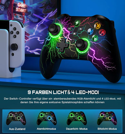 HASACOOL Switch Controller, Switch Pro Controller mit 2 Back Button Macro Programmierbar/Blinkende L