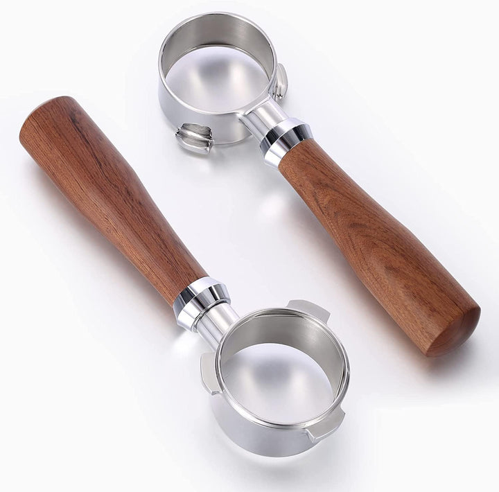 Aoresac Siebträger 51mm aus Massivholz, Bodenloser Siebträger 51mm mit 2 Filterkörben, Ersatz für De