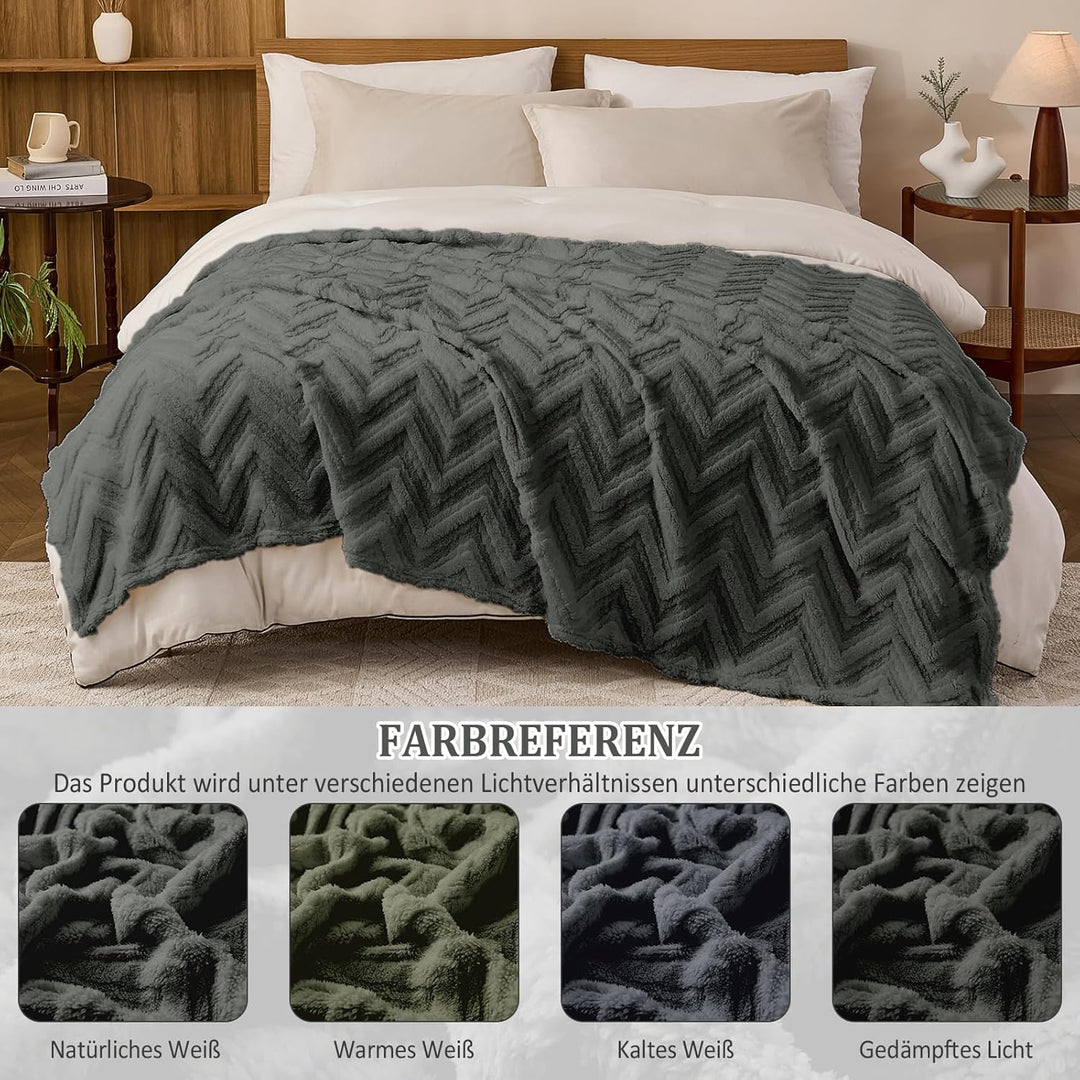 WONGS BEDDING Kuscheldecke Flauschig Decke 150x200 cm XL als Sofadecke Couchdecke Warme Decken, Sofa