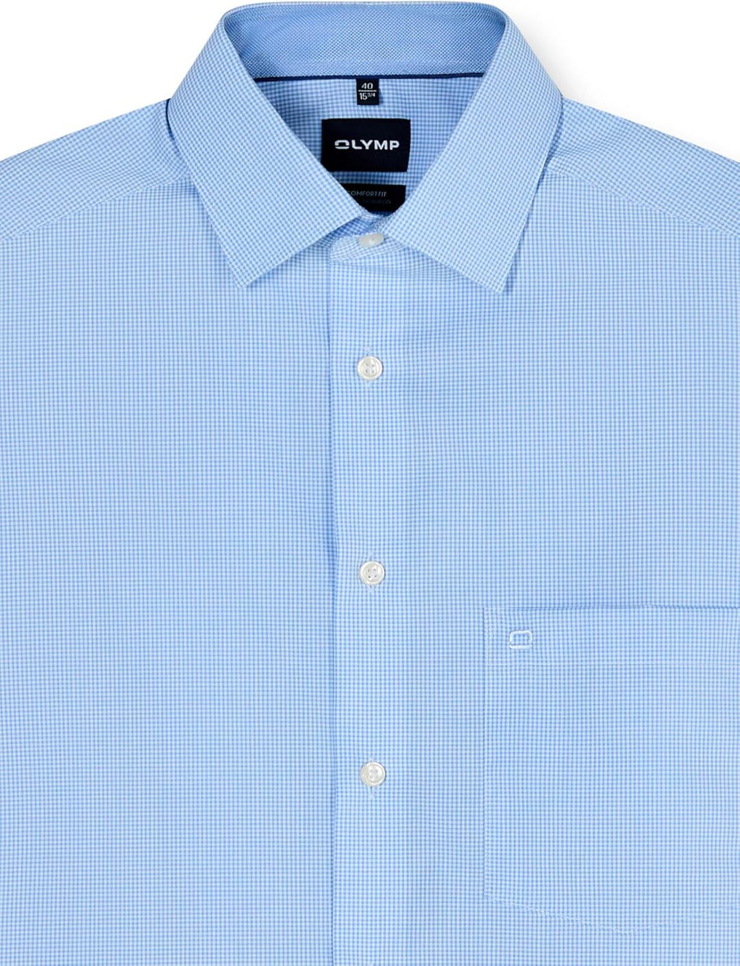 OLYMP Luxor comfort fit Hemd Langarm Karo 39 Bleu 11, 39 Bleu 11