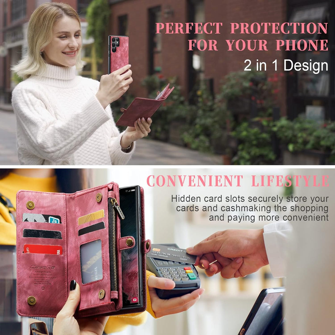 UFinetech Samsung S22 Ultra Hülle, Stossfest Kartenfach Tasche Samsung Galaxy S22 Ultra 5G Handyhüll