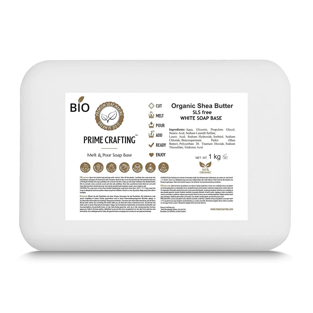 1kg BIO Sheabutter Seifenbasis zur Seifenherstellung - SLS &amp; SLES Frei - Glycerinseife Rohseife zum