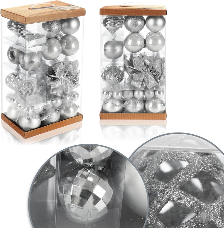 com-four® 51x Weihnachtskugeln, Christbaumkugeln bruchsicher aus Kunststoff für Weihnachten, Baumsch