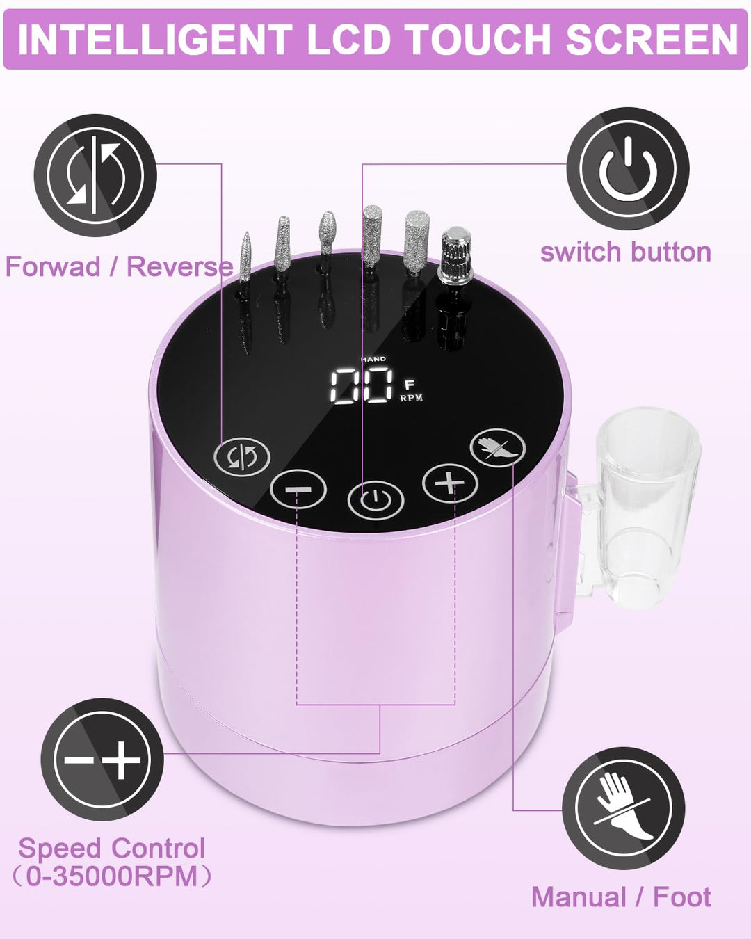 Nagelfräser Professionell, 35000RPM Nagelfräser für Gelnägel, Elektrische Nagelfeile, Maniküre Set E