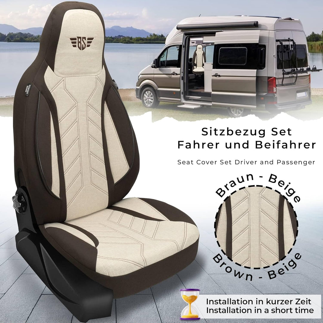 BREMER SITZBEZÜGE Wohnmobil Schonbezüge für FIAT Ducato Jumper Boxer PLKT210 PLKT210 - Braun/Beige,