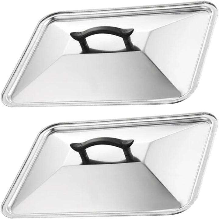 2 Stücke Bratpfannen Abdeckung Edelstahl Grillpfanne Deckel Pfannendeckel Rechteckig Universal Topfd
