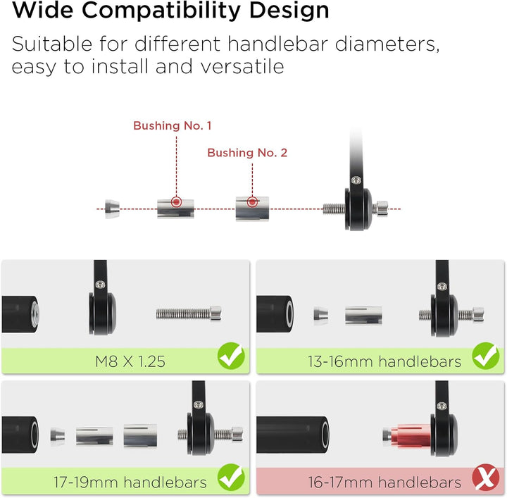 Evermotor Universal E9 Geprüfter Motorrad Spiegel, 360°Drehbarer Aluminium Lenkerendenspiegel Motorr