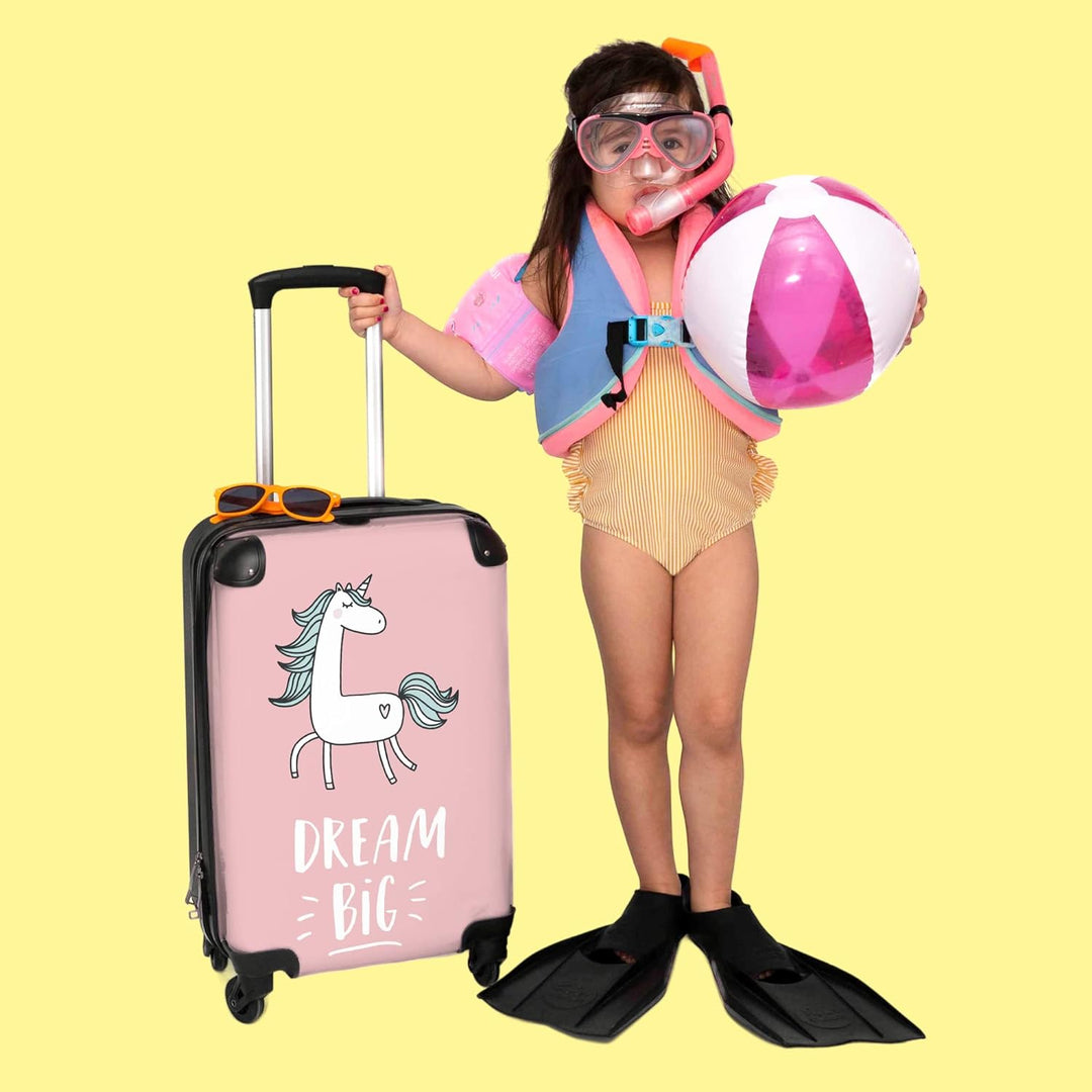 NoBoringSuitcases.com® Kinderkoffer Mädchen - Reisekoffer Kinder, Kabinentrolley, Leichtgewicht, 4 R