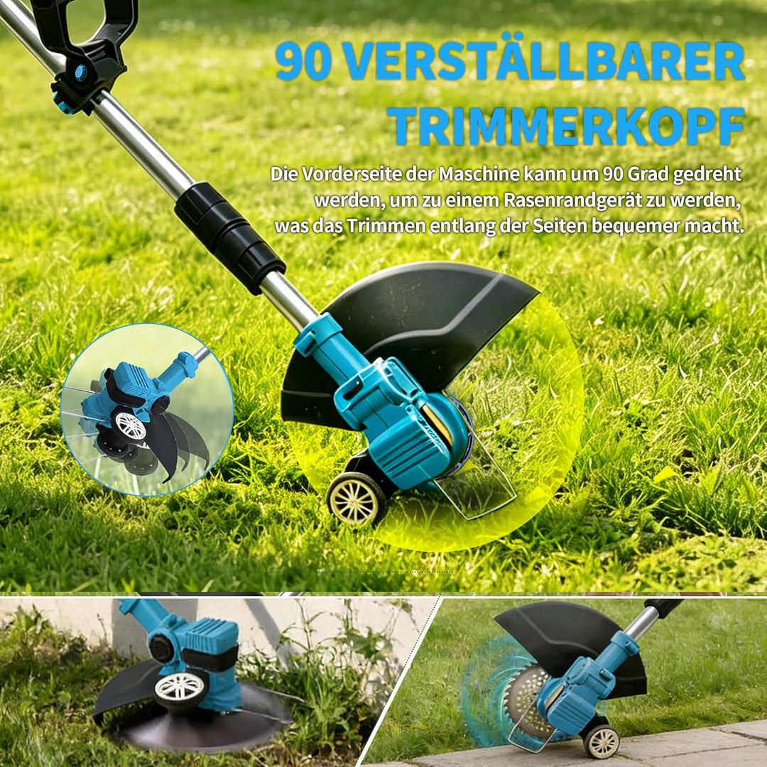 Akku-Rasenmäher mit Rasenkantenschneider Akku Rasentrimmer mit 2 * 3000mAh Batterien,Elektrischer Mo