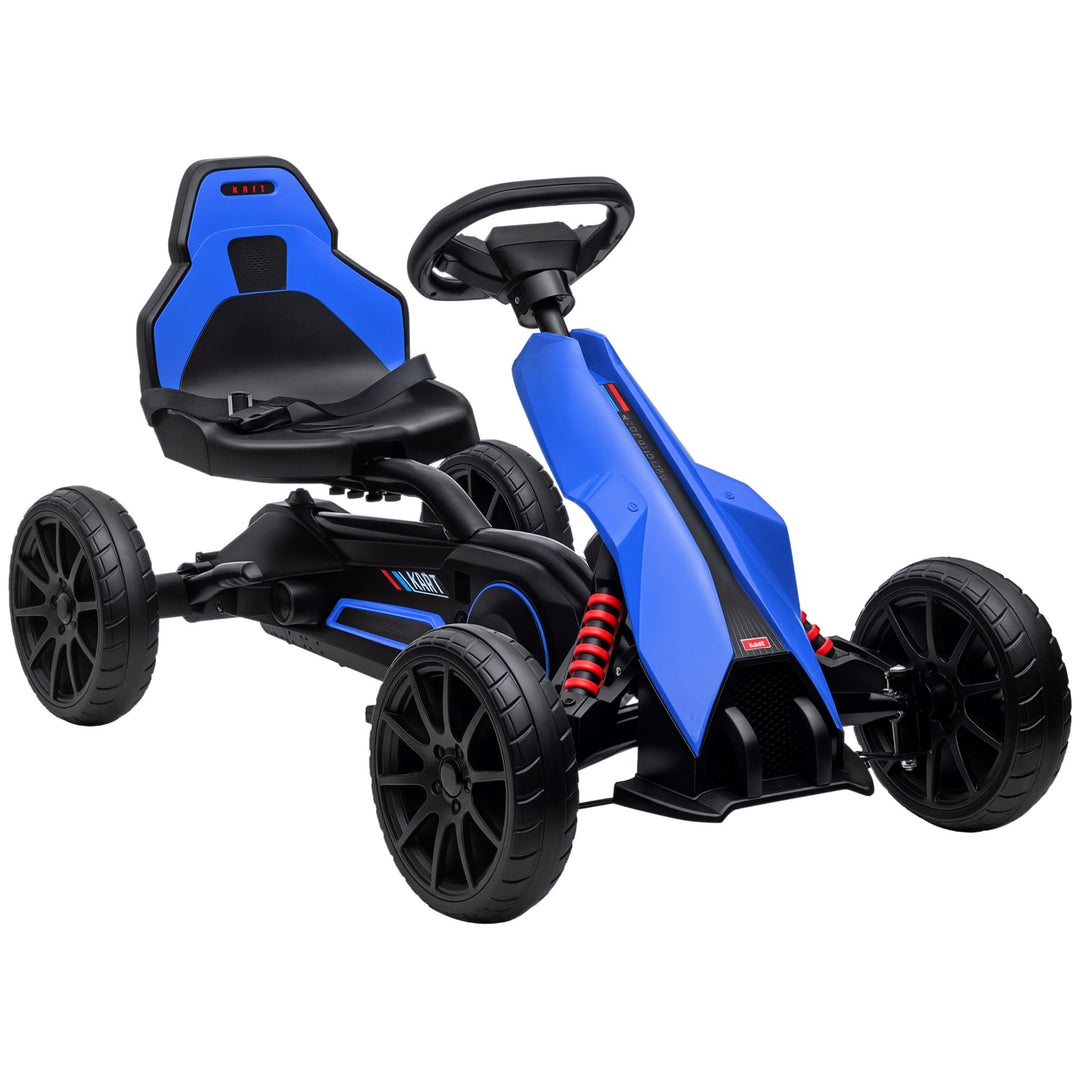 HOMCOM Gokart Tretauto mit Handbremse für Kinder 3-8 Jahren Schwarz | Verstellbarem Sitz, Vor- und R