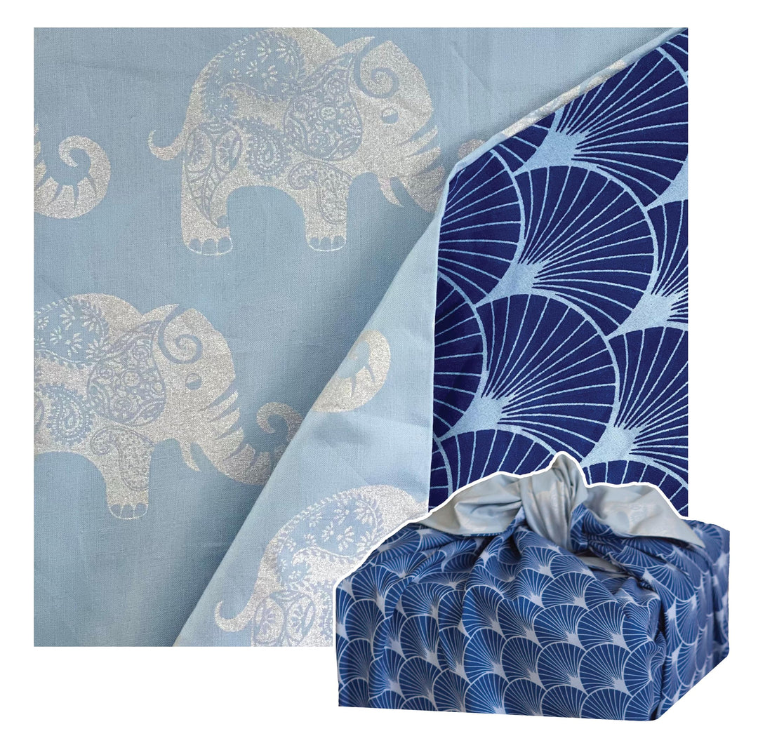 FabRap Furoshiki Stoff Geschenkverpackung, wiederverwendbare doppelseitige Stoffverpackung mit einem