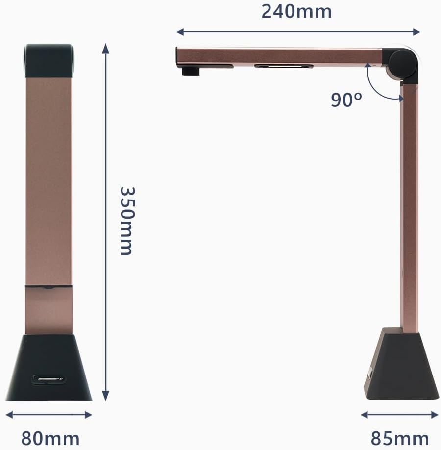 Dokumentenscanner Kamera USB 8MP: A3 Buchscanner OCR tragbar für Lehrer | Flachbett Scanner Visualiz