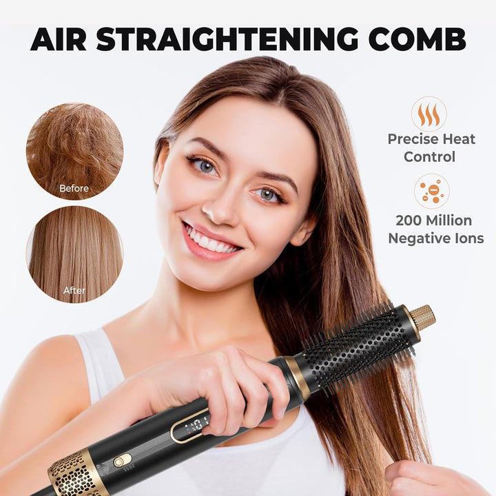 5-in-1 Warm Air Brush & Hairstyler Set, Multifunktions Haarstyler für Locken, Glätten & Volumen, LED