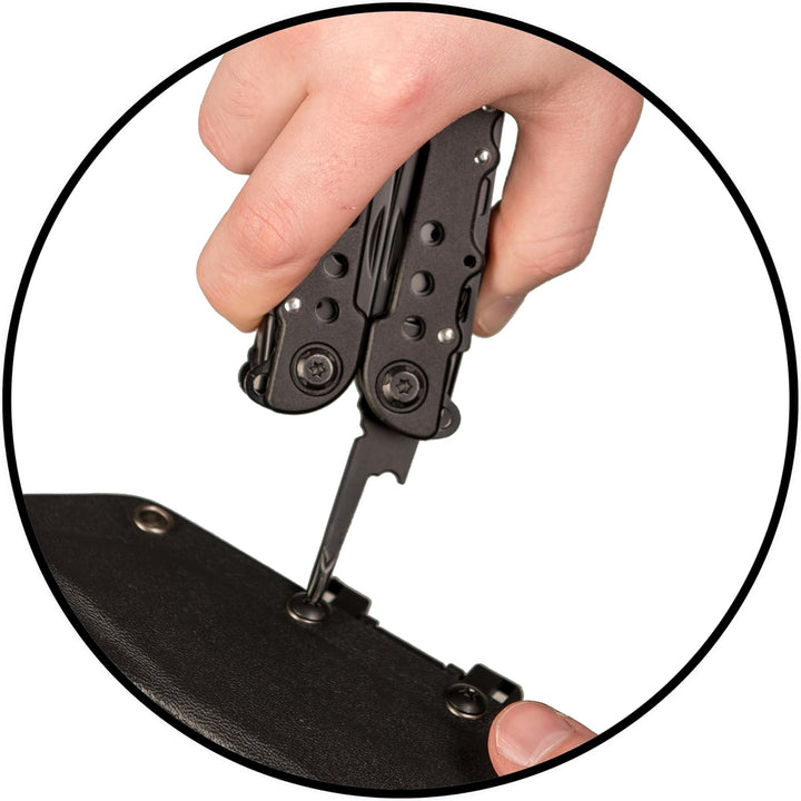 Mil-Tec Multi Tool Schwarz mit Etui • Edelstahl Multifunktionswerkzeug • Taschenwerkzeug mit Zange,