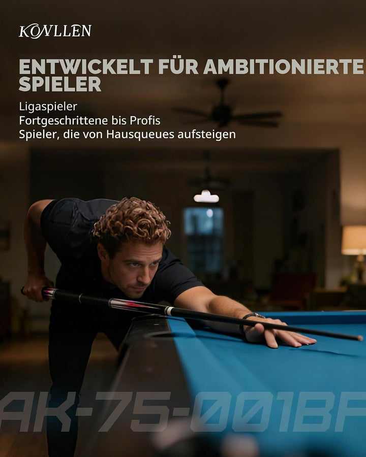 KONLLEN Billardqueue-Stick aus Karbonfaser, niedrige Ablenkung, handgefertigt, Inlay, ultraglatt, pr