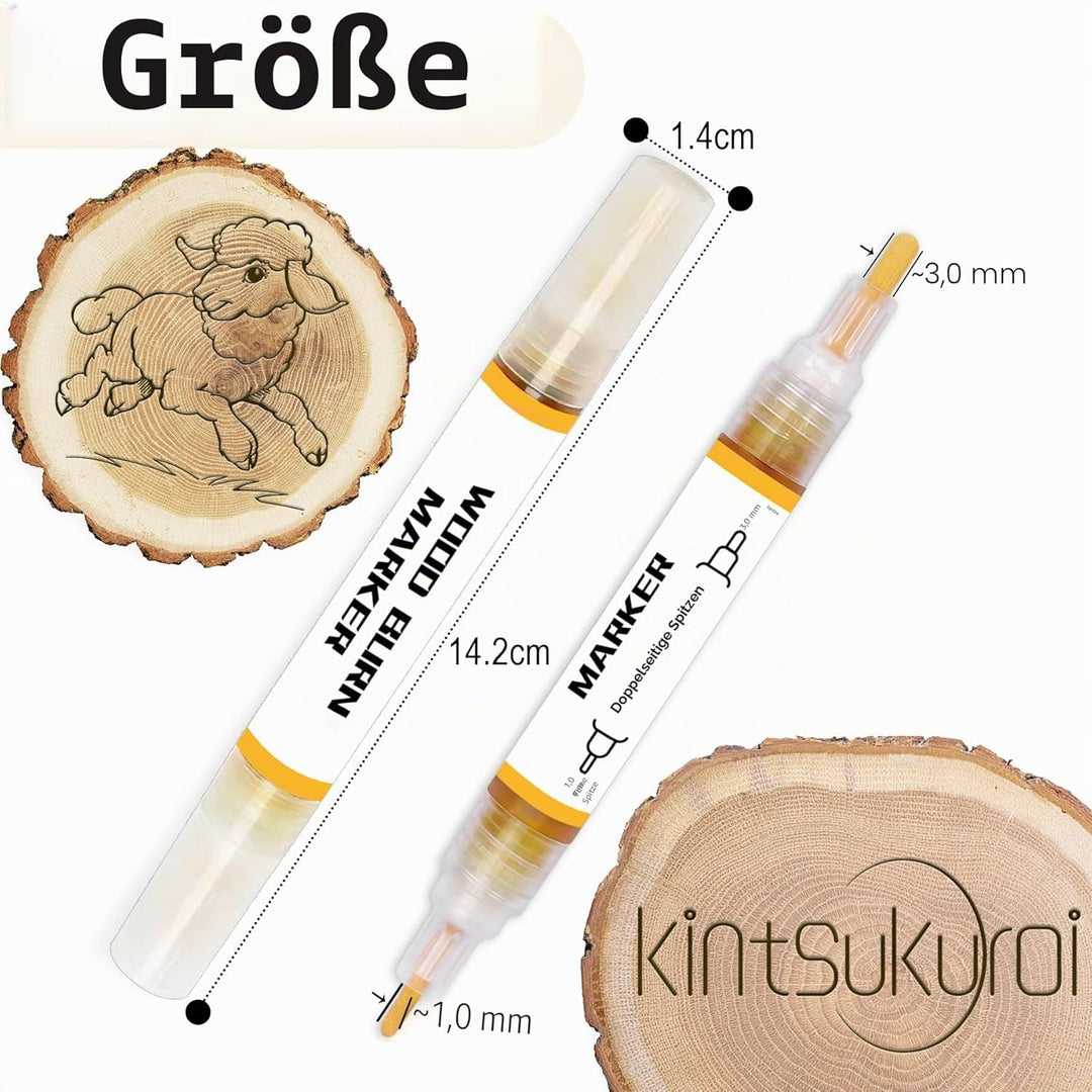 Kintsukuroi Holzmarker, 2 Stück Verbrennungsstift für Holzverbrennung, doppelseitiger Kunst-Holzbren