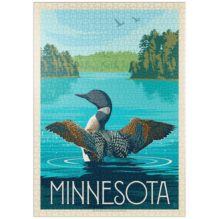 Minnesota: Seetaucher, Vintage Poster - Premium 1000 Teile Puzzle - MyPuzzle Sonderkollektion von An