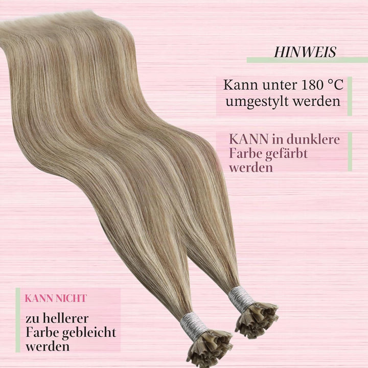 YoungSee Extensions Echthaar Bondings 1g 50cm Haarverlangerung Bondings Echthaar Bonding Extensions