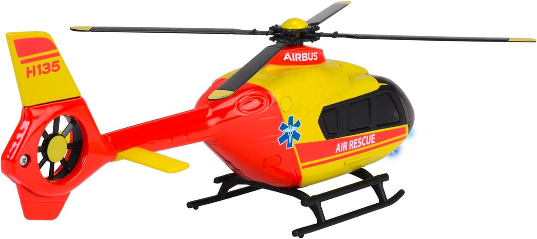 Majorette - Rettungs-Helikopter Airbus H135 (rot/gelb, 25,5 cm) - grosser Spielzeug-Hubschrauber mit