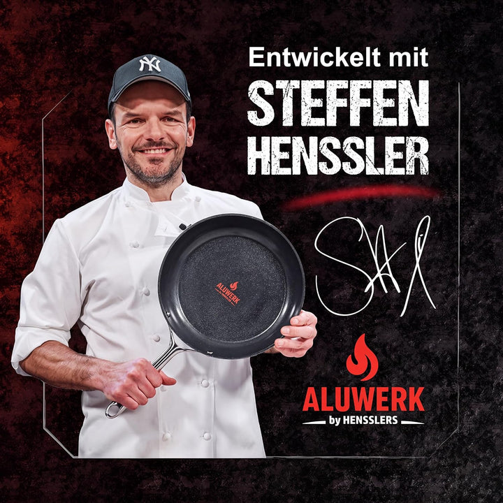 ALUWERK Bratpfanne Induktion 28cm [TITANVERSTÄRKTE KERAMIK] | Pfanne Antihaftbeschichtet ohne PTFE &amp;