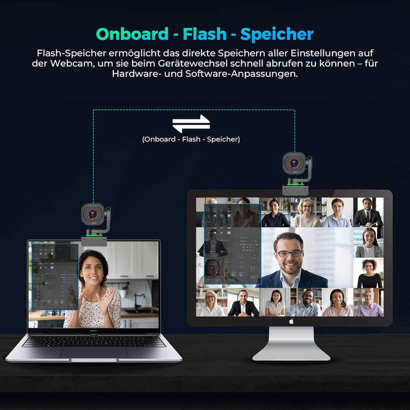 Angetube 4K Webcam mit Gestensteuerung, AI-Tracking,USB 3.0 PTZ Streaming PC Kamera mit Dual NR-Mikr
