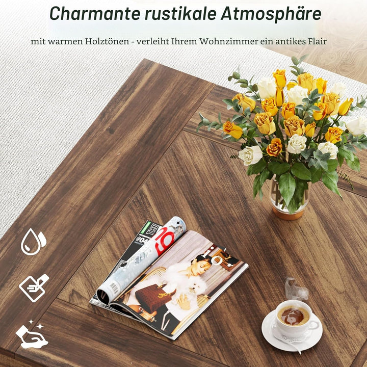 Tribesigns Quadratischer Kaffeetisch, quadratischer Holz-Kaffeetisch für Wohnzimmer, 80 cm, moderner