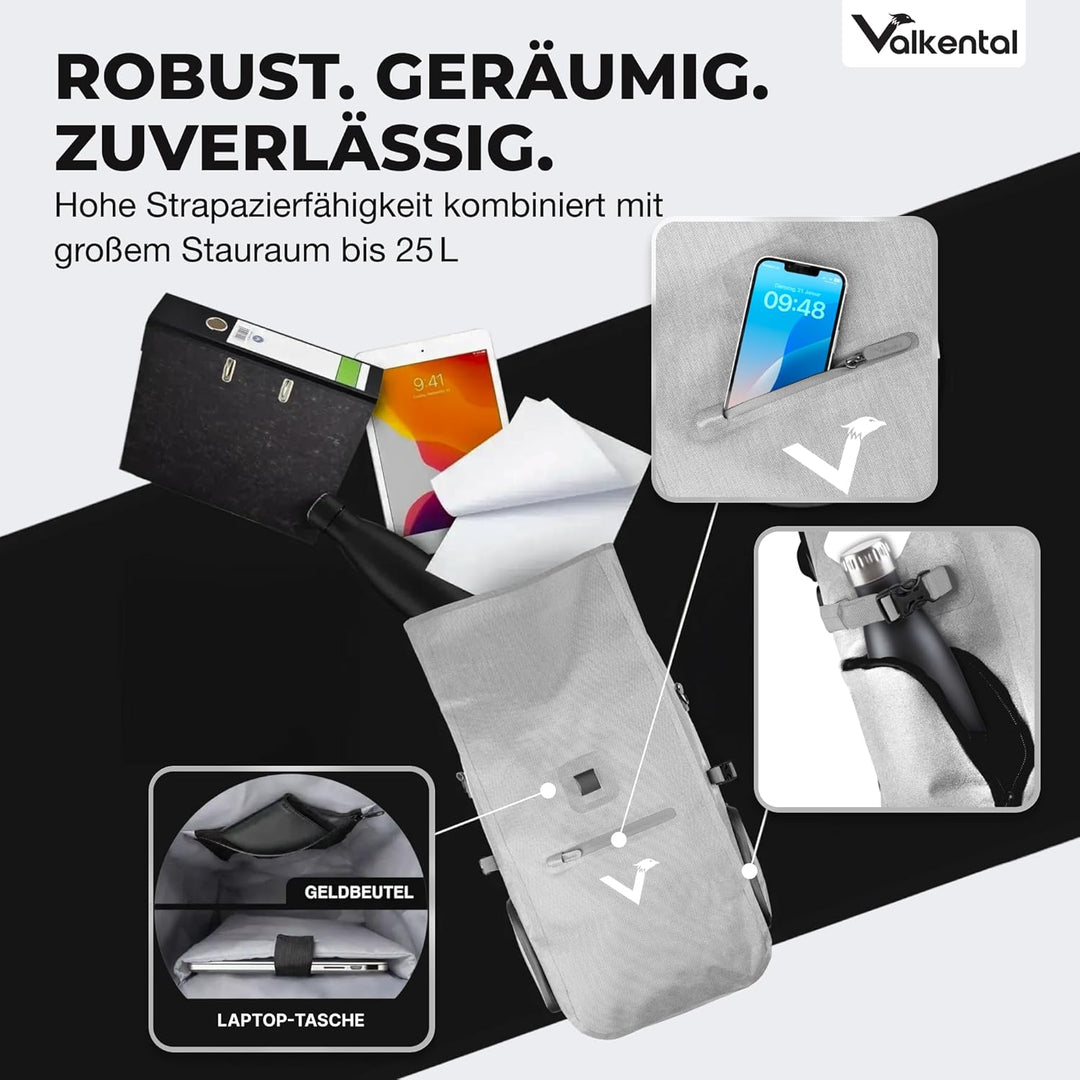 Valkental® - 3in1 Fahrradtasche Pro - Das Original - Hochwertiges Nylon - 23L Volumen - Geeignet als