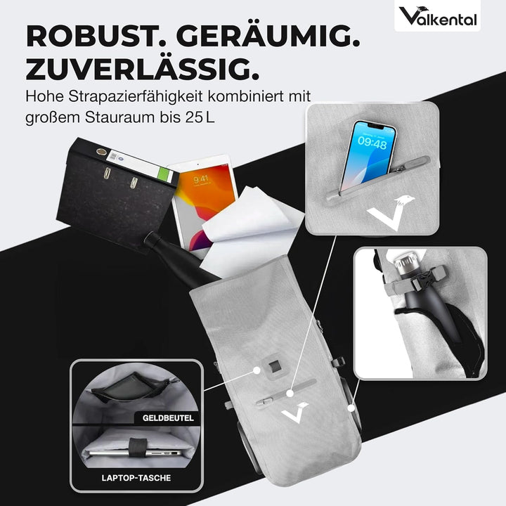 Valkental® - 3in1 Fahrradtasche Pro - Das Original - Hochwertiges Nylon - 23L Volumen - Geeignet als