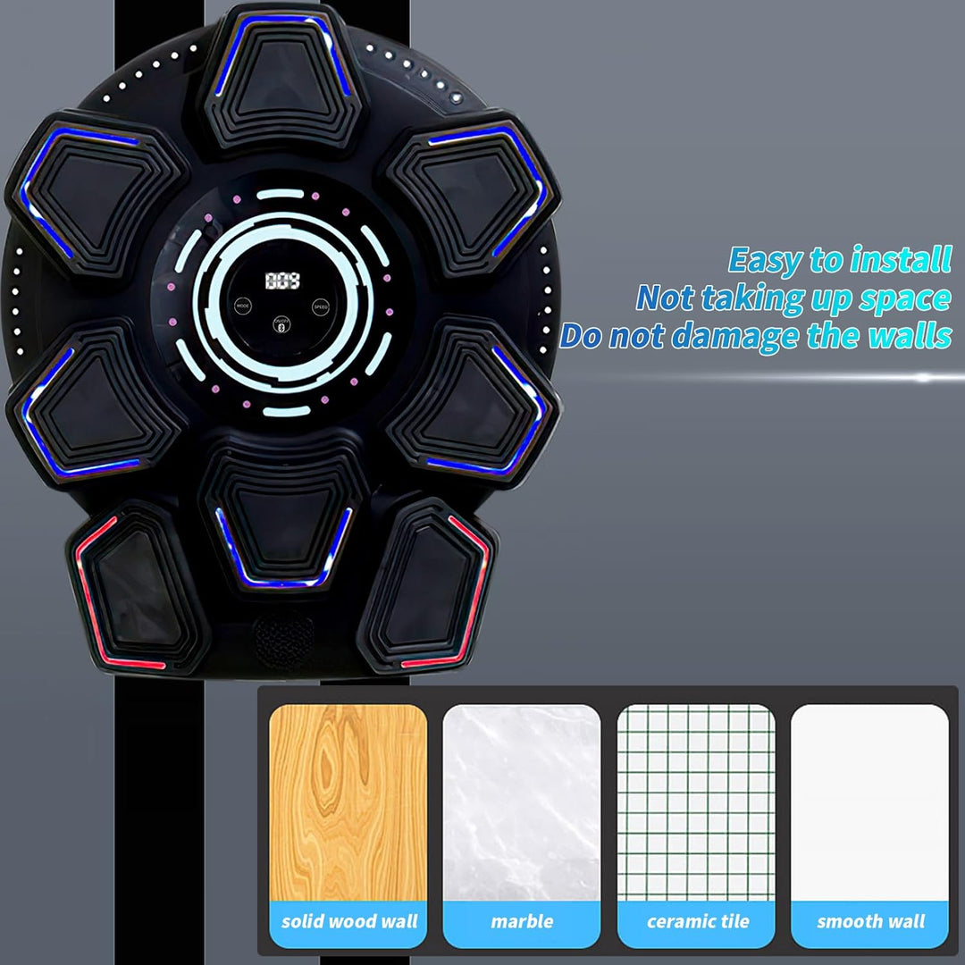 Music Boxing Machine für Erwachsene, Wandmontierte LED Licht Bluetooth Musikboxing Maschine Schwarz-