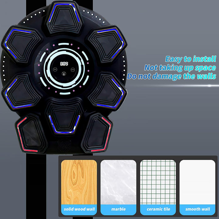 Music Boxing Machine für Erwachsene, Wandmontierte LED Licht Bluetooth Musikboxing Maschine Schwarz-