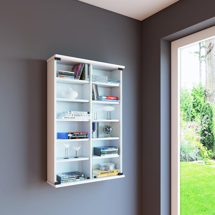 VCM Wandregal Hängeregal Wandschrank Hängeschrank Wandvitrine Wandschrank Weiss 18 x 60 x 91,5 cm "Z