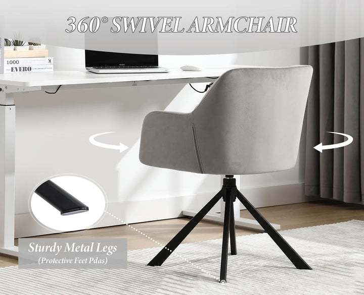 chairus Schreibtischstuhl Samt Bürostuhl 360° Drehbar Schreibtischstuhl Sessel für Arbeitszimmer Dre