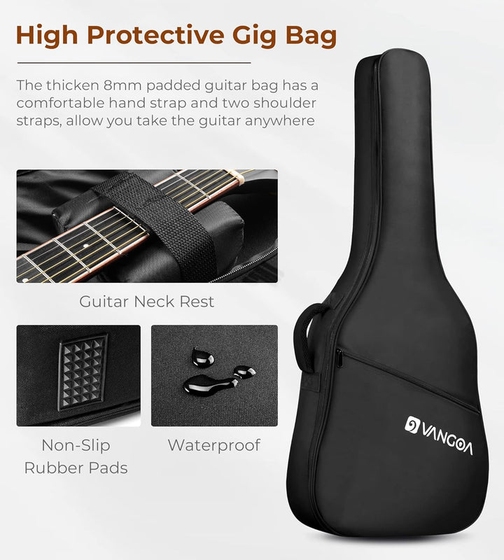 Vangoa 4/4 Linkshändig Gitarre Elektro Akustische Westerngitarre für Linkshänder mit 4-Band-Equalize