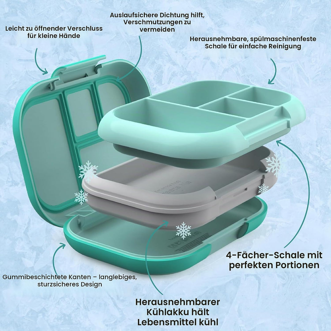Bentgo® Kids Chill Lunchbox – Bento-Style Lunch-Lösung mit 4 Fächern und herausnehmbarem Eisbeutel f
