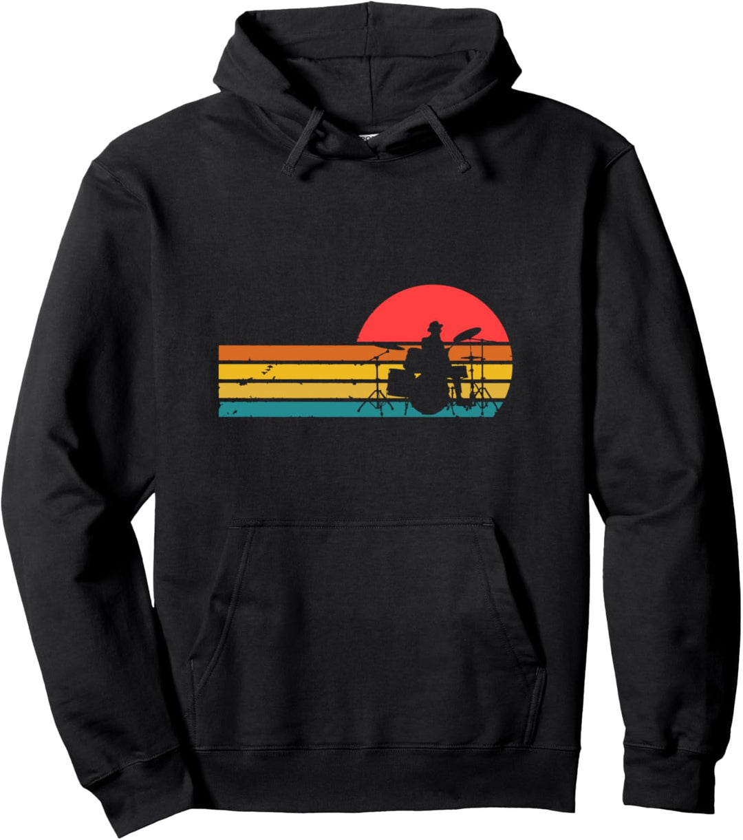 Drummer Drums 80er Retro Drummer Pullover Hoodie