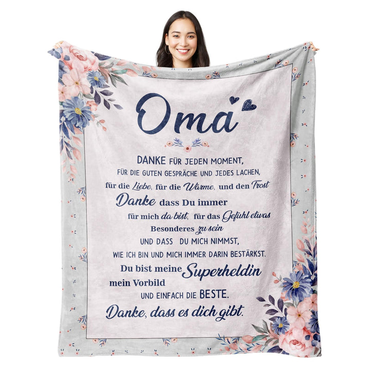 Oma Geschenk Zum Geburtstag, Personalisierte Superweiche Omas Decke aus Flanell, Geburtstagsgeschenk