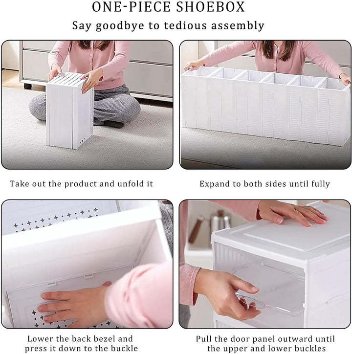 EMHTHME Schuhboxen Stapelbar Transparent mit Deckel, Schuhaufbewahrungsbox, Schuh-Organizer aus Kuns