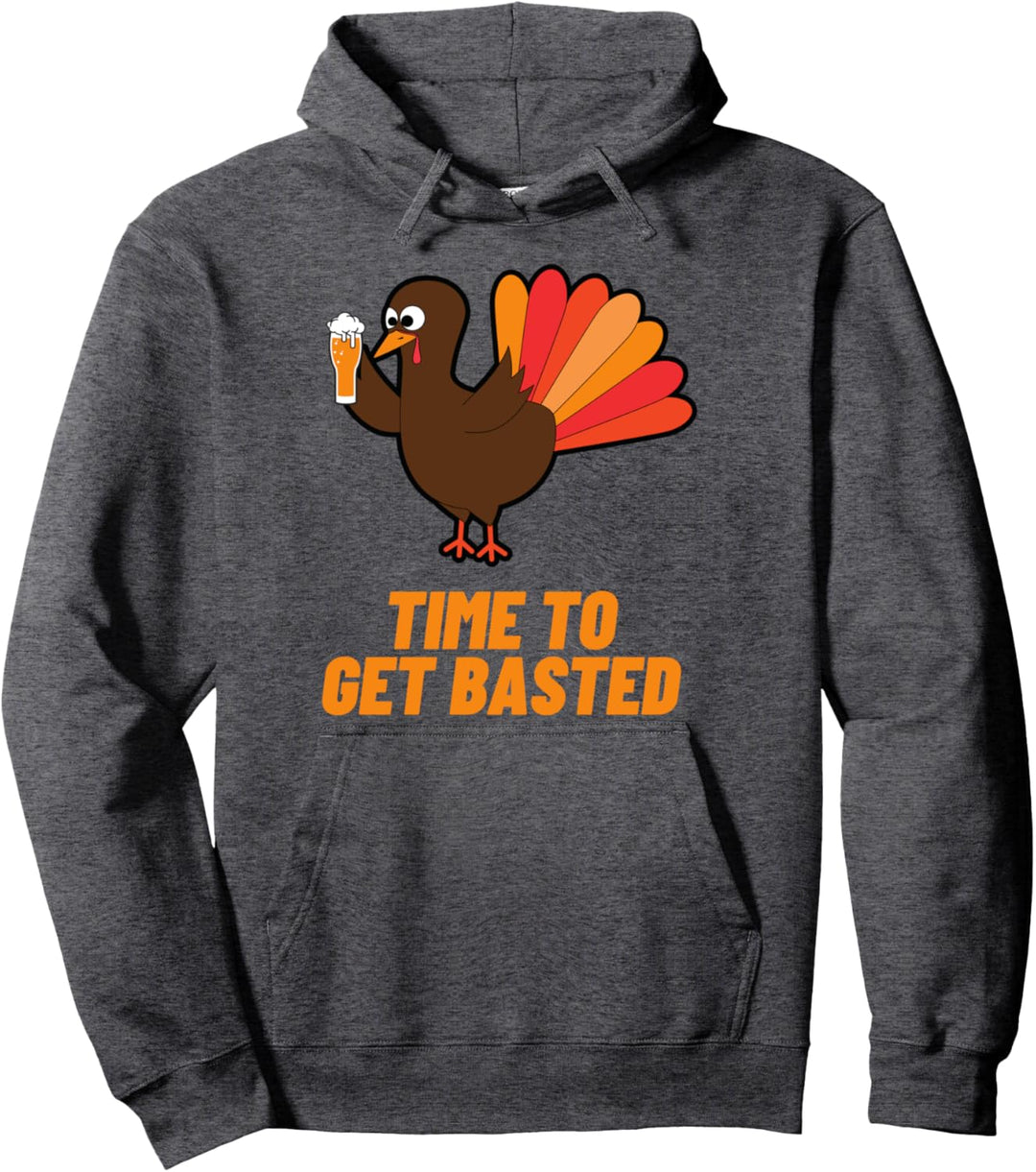 Autumn Fall Thanksgiving Turkey Lets Get Basted Day Drinking Pullover Hoodie