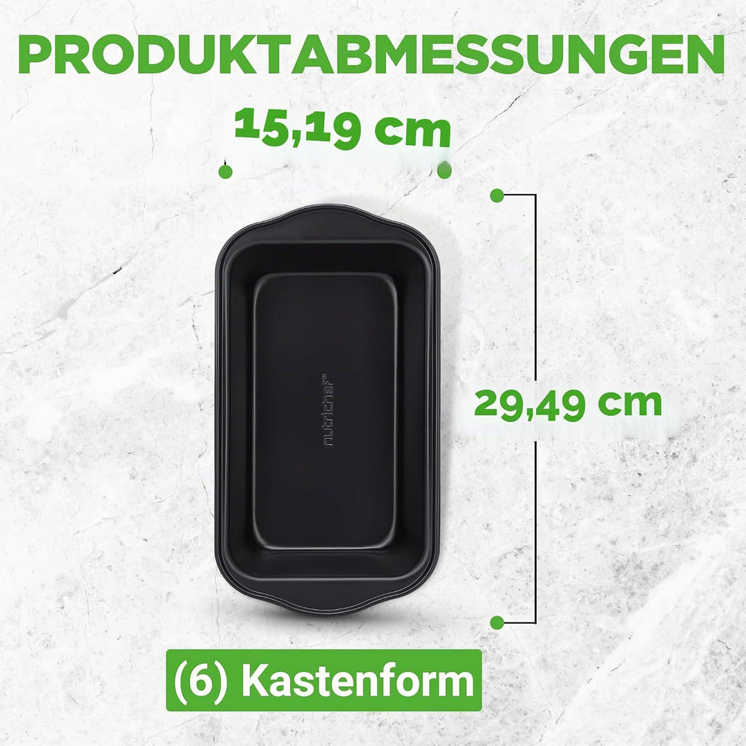 NutriChef 6er-Set Kastenformen – Premium Antihaft-Brotbackformen aus lebensmittelechtem Karbonstahl