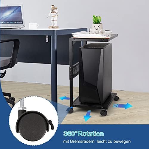 Whchiy PC Ständer Eisen Computer Ständer 2 Schicht CPU Ständer mit Rollen für Schreibtisch (C-Stil K