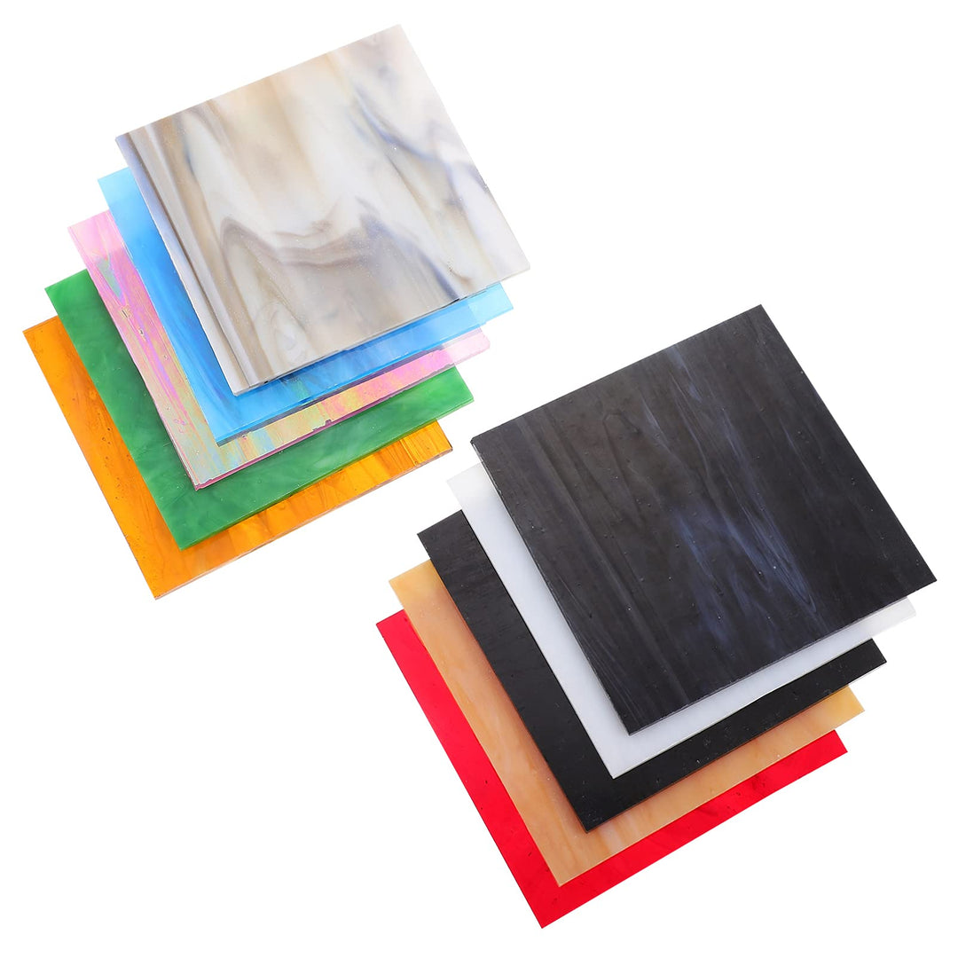 EXCEART Glasmalerei Blätter Kathedrale Glas Mosaik Fliesen Glas Packs Mosaik Kunst Glas für Handwerk