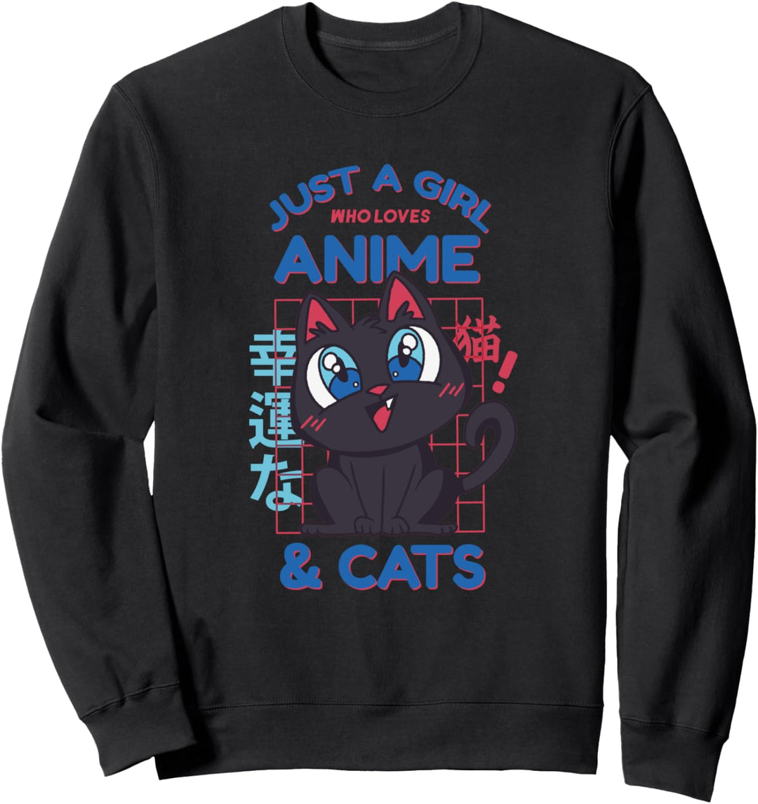 Just a girl who loves anime and cats Japanische Ästhetik Sweatshirt